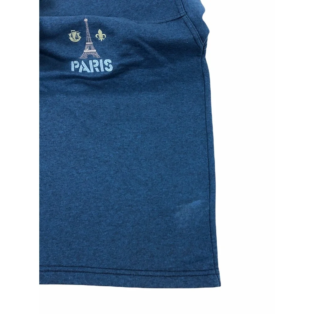 Paris France Mens Large Sweatshirt Vintage 1/4 Zip Eiffel Blue Made In France